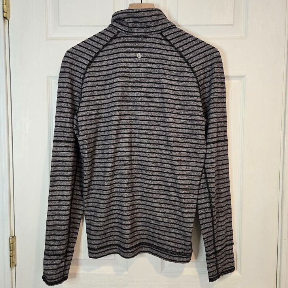 Lululemon Men's Size S Sweat Session 1/2 Zip Long‎ Sleeve Pullover Black Stripe - Picture 3 of 7